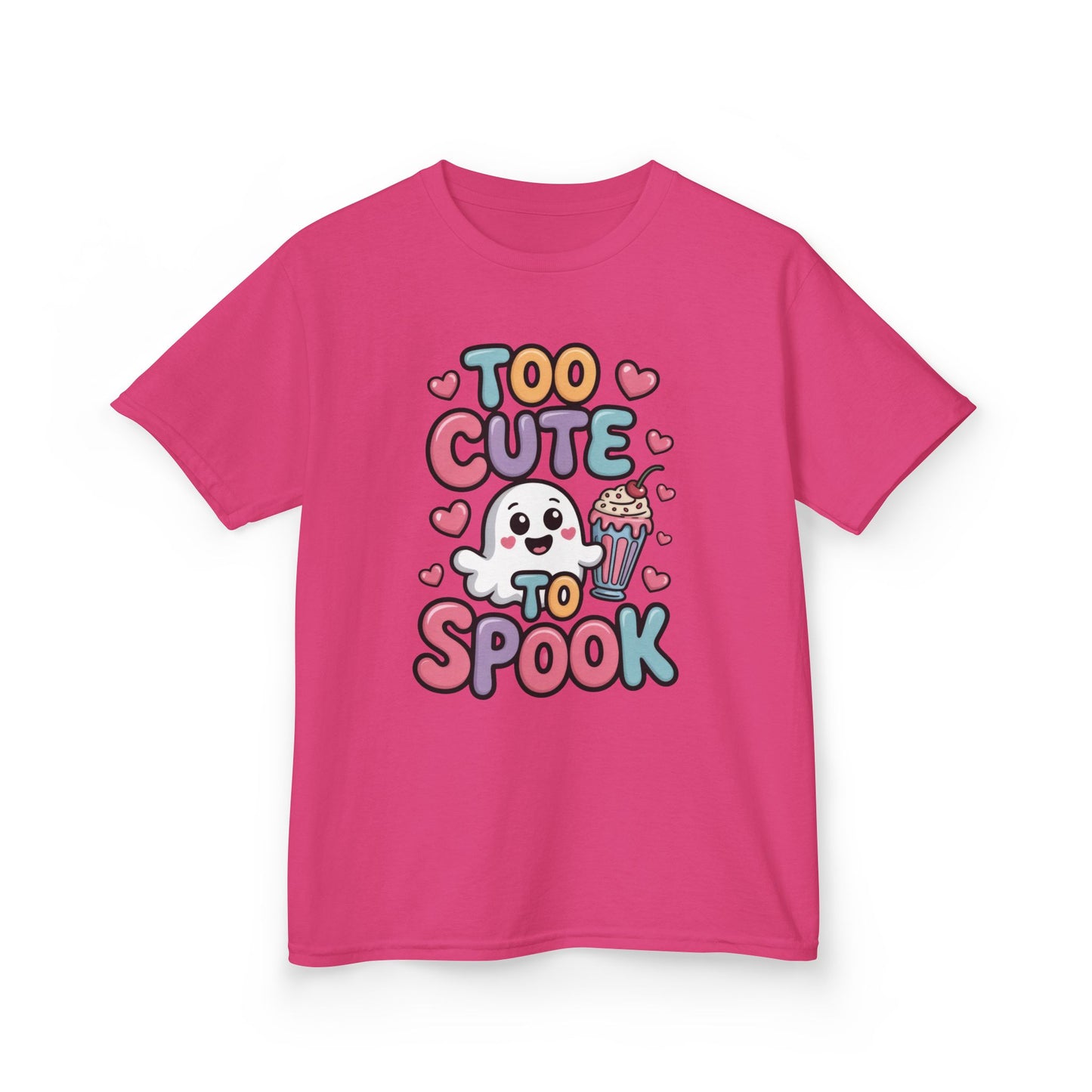 Kids Too Cute To Spook T-Shirt, Cute Ghost Milkshake Shirt, Kawaii Halloween Tee for Boys & Girls