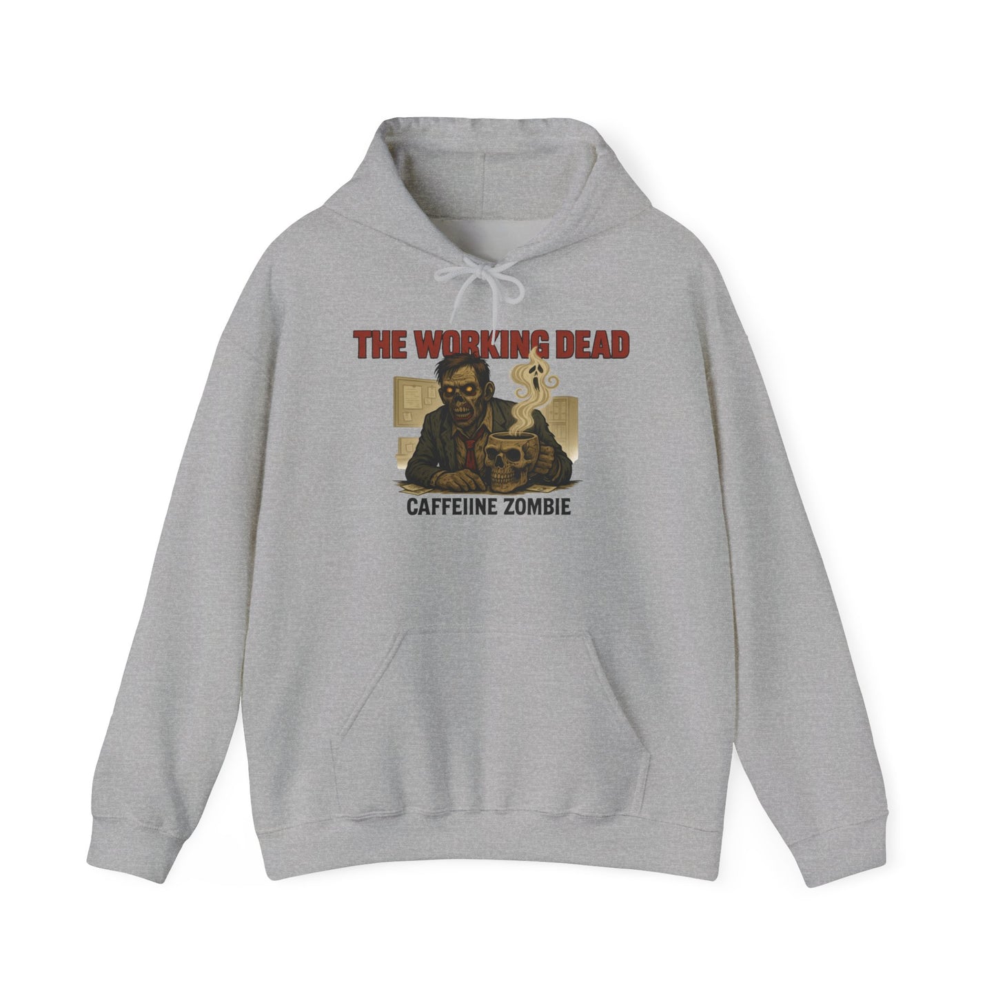 The Working Dead Men's Zombie Hoodie, Funny Office Meeting Sweatshirt, Halloween Zombie Top, Coffee Zombie Hoodie, Halloween Work Top