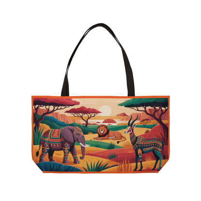 Safari Adventure Weekender Tote Bag, Travel, Beach, Picnic, Gift for Nature Lovers, Eco-Friendly Shopping Bag