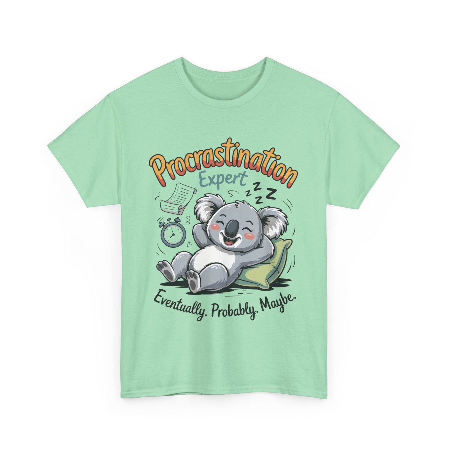 Procrastination Expert Cotton Tee, Funny T-Shirt, Cute Koala Design, Gift for Students, Relaxed Fit Shirt, Gift for Animal Lovers