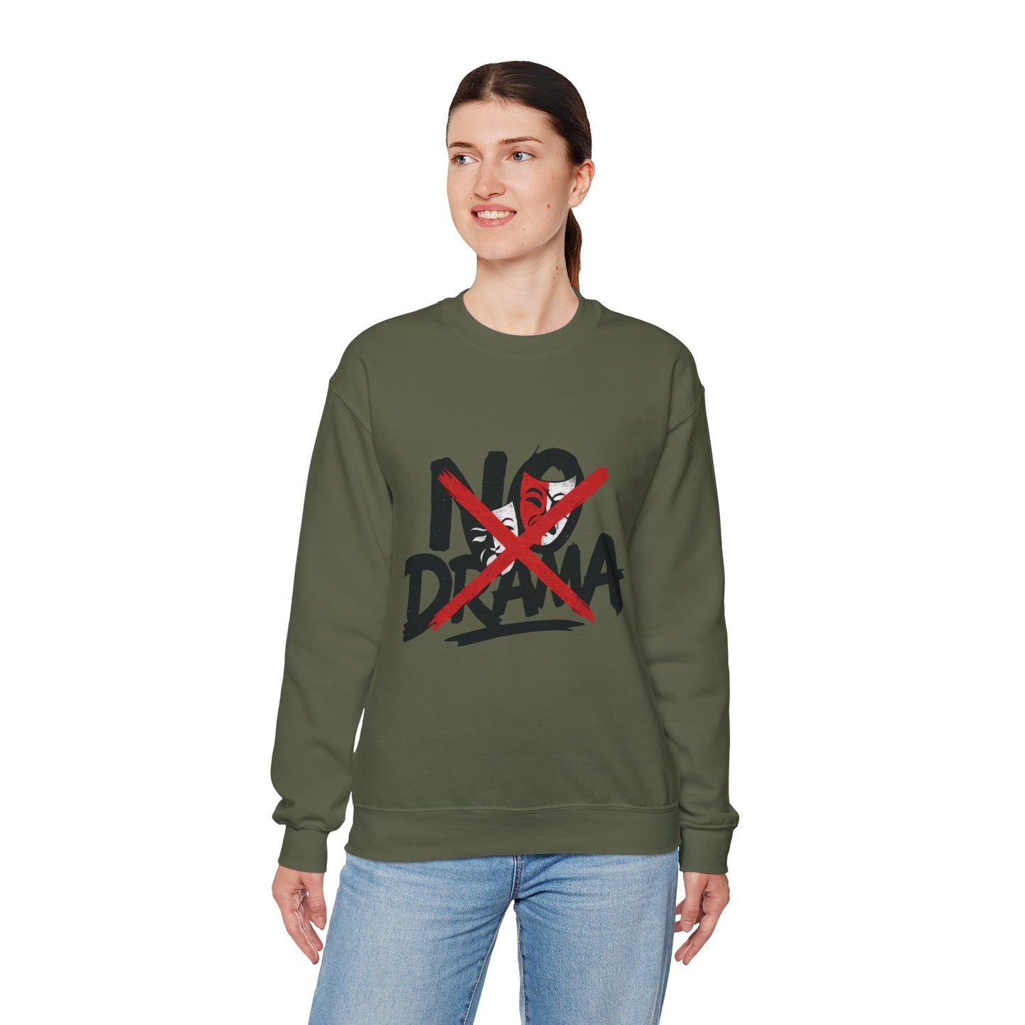 No Drama Crewneck Womens Sweatshirt, Cozy Sweatshirt, Relaxed Fit Pullover, Casual Gift for Friends, Everyday Comfort Apparel