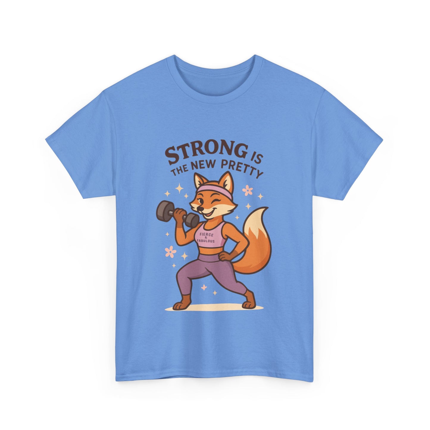 Strong is the New Pretty Tee, Inspirational T-Shirt, Fitness Apparel, Gift for Her, Motivational Top, Cute Fox Design, Womens Gym T-Shirt