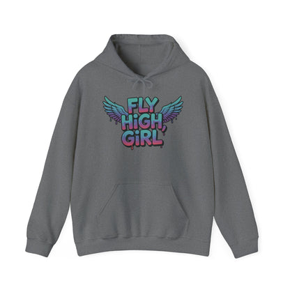Women's Hoodie Fly High Girl, Angel Wings Graffiti Drip Graphic Pullover, Streetwear Hoodie
