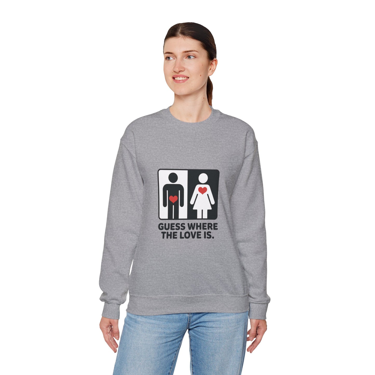 GuesWhere the Love Is Sweatshirt, Couples Gift, Valentines Day Apparel, Matching Sweatshirt, Relationship Sweatshirt, Love Joke Graphic
