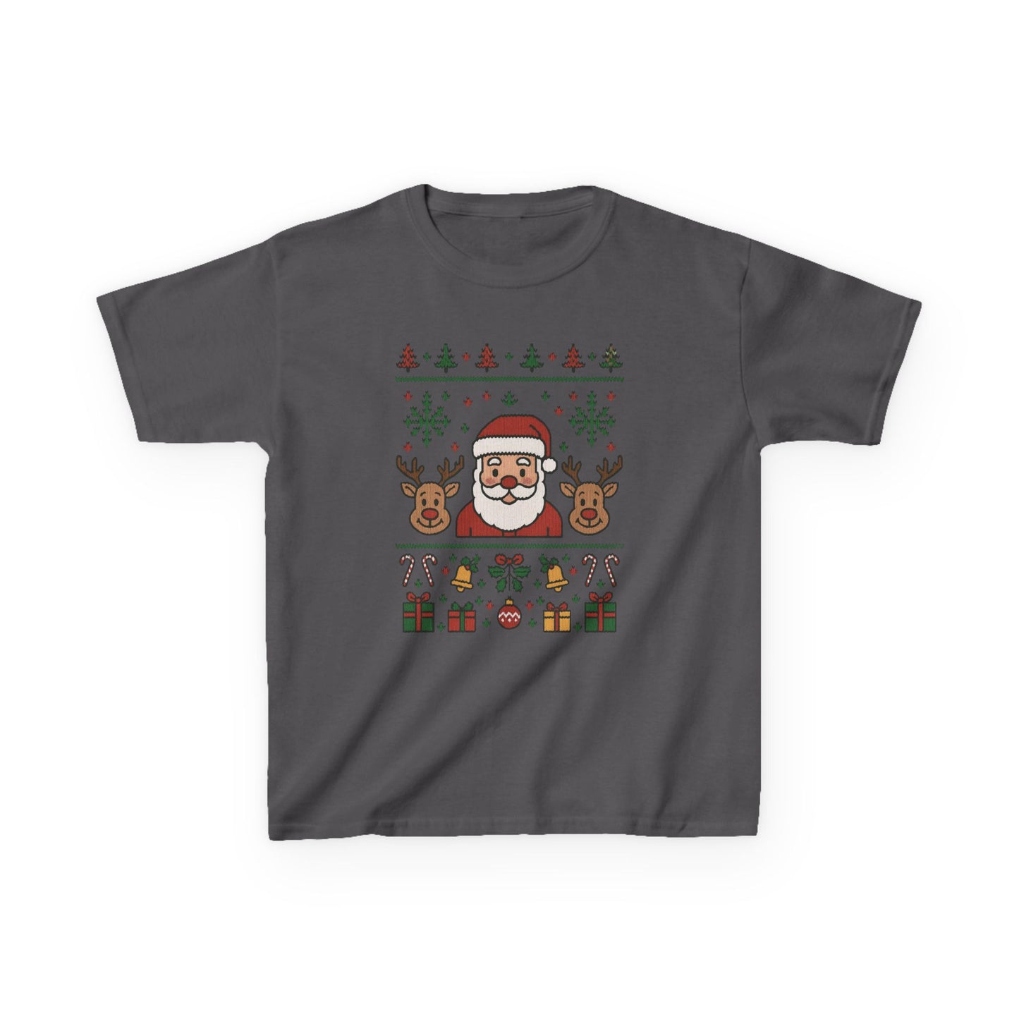 Santa - Reindeer Christmas Shirt for Kids, Cute Holiday Tee, Kids Heavy Cotton™ Tee
