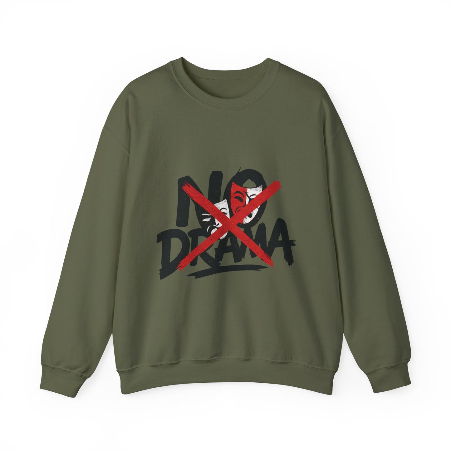 No Drama Mens Crewneck Sweatshirt, Casual Everyday Wear, Gift for Friends, Relaxed Vibes, Comfortable Fashion