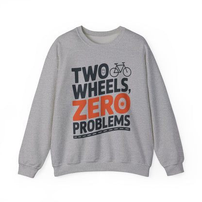 Men's Heavy Blend™ Crewneck Sweatshirt, Two Wheels Zero Problems Mens Casual Biker Sweatshirt, Gift for Cyclists
