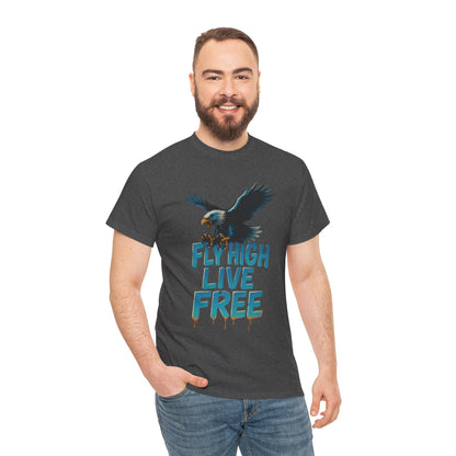 Fly High Live Free Eagle Graphic Mens T-Shirt, Eagle Tee, Fly Free Tee, Wild Flight