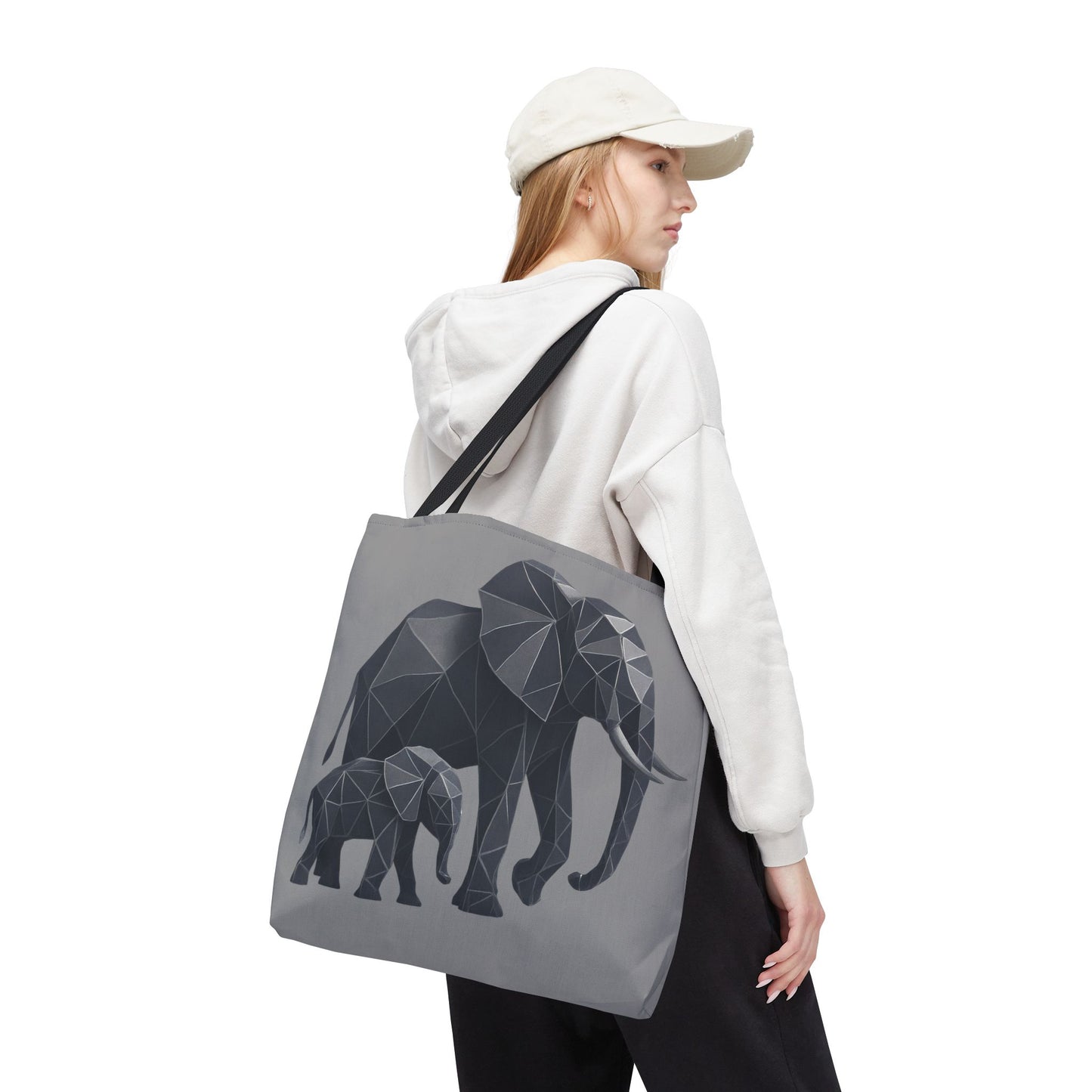 Elephant Geometric Tote Bag, Stylish Sustainable Bag, Boho Accessories, Animal Lover Gift, Canvas Shopping Bag, Beach Tote