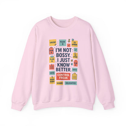 Funny Womens Control Freak Sweatshirt, Bold Sarcastic Quote Pullover, Ideal Gift for Bossy Friends, Funny Womens Sweatshirt
