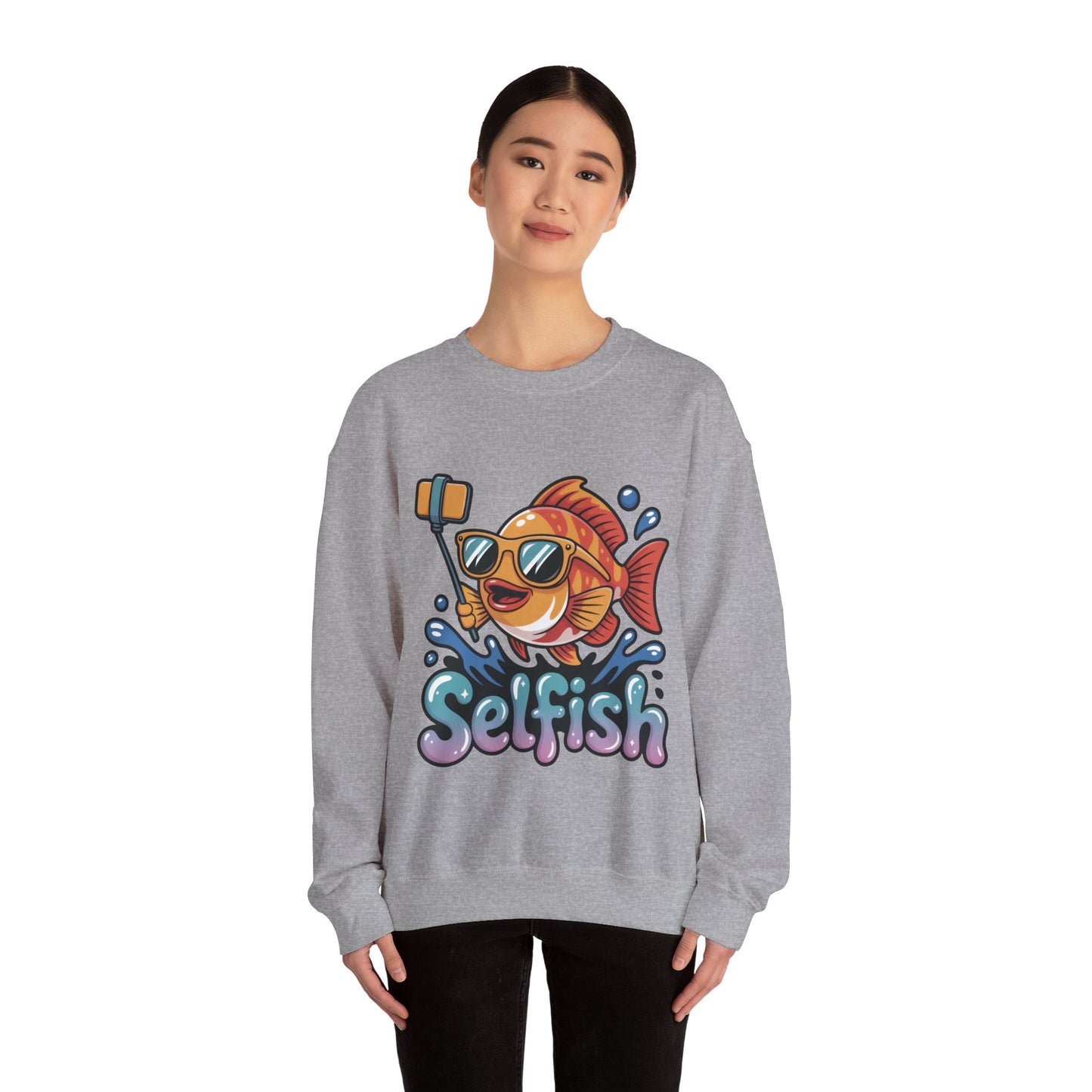 Selfish Womens Sweatshirt, Funny Selfie Pullover, Cute Ocean Pun Sweater, Playful Sea Life Gift, Fun Gift for Fish Lovers, Fishing Apparel