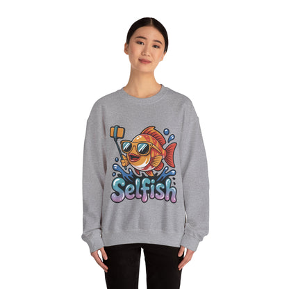 Selfish Womens Sweatshirt, Funny Selfie Pullover, Cute Ocean Pun Sweater, Playful Sea Life Gift, Fun Gift for Fish Lovers, Fishing Apparel
