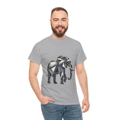 Geometric Elephant Tee - Minimalist Art Shirt, Nature Lover Gift, Animal Print T-Shirt, Unisex Cotton Tee, Eco-Friendly Wear