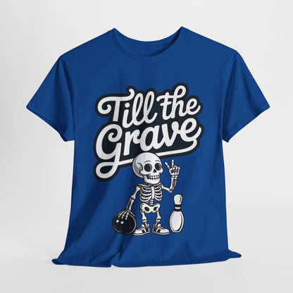 Funny Skeleton Bowling Womens Tee, Till the Grave, Funny Shirt, Halloween Gift, Skull Graphic, Casual Wear, Sporty Style