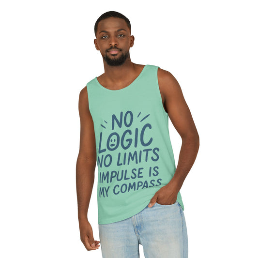 Funny Mens Tank Top, No Limits Impulse Quote, Relaxed Fit Tee, Casual Wear for Creatives, Gift for Artists Impulsive Style Shirt