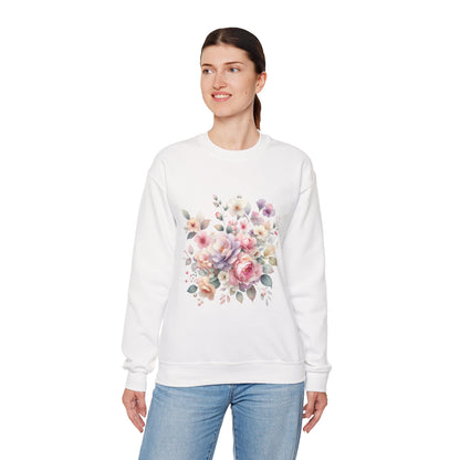 Floral Crewneck Sweatshirt, Cozy Floral Sweatshirt for Spring, Gift for Her, Women's Floral Top, Pastel Floral Sweatshirt