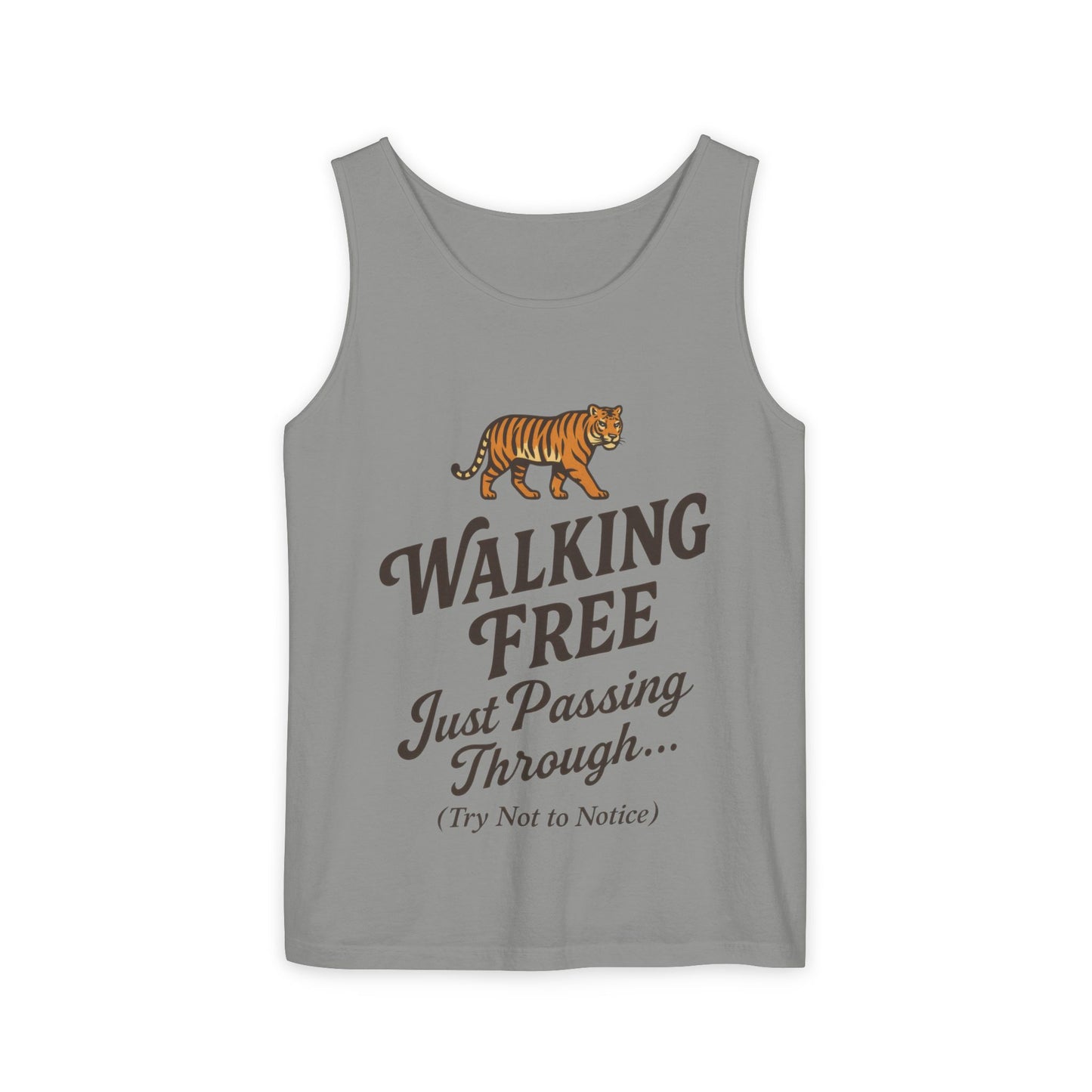 Walking Free Mens Tiger Tank Top, Funny Sleeveless Shirt - Wild Animal Summer Top, Mens Beachwear, Gift for Wild Life Lovers