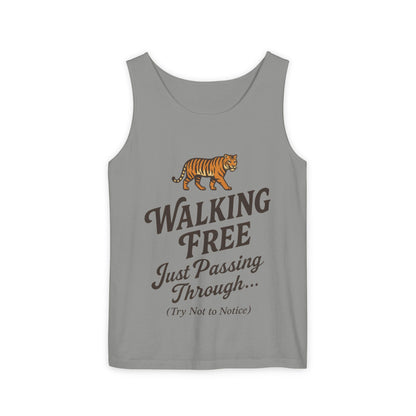 Walking Free Mens Tiger Tank Top, Funny Sleeveless Shirt - Wild Animal Summer Top, Mens Beachwear, Gift for Wild Life Lovers