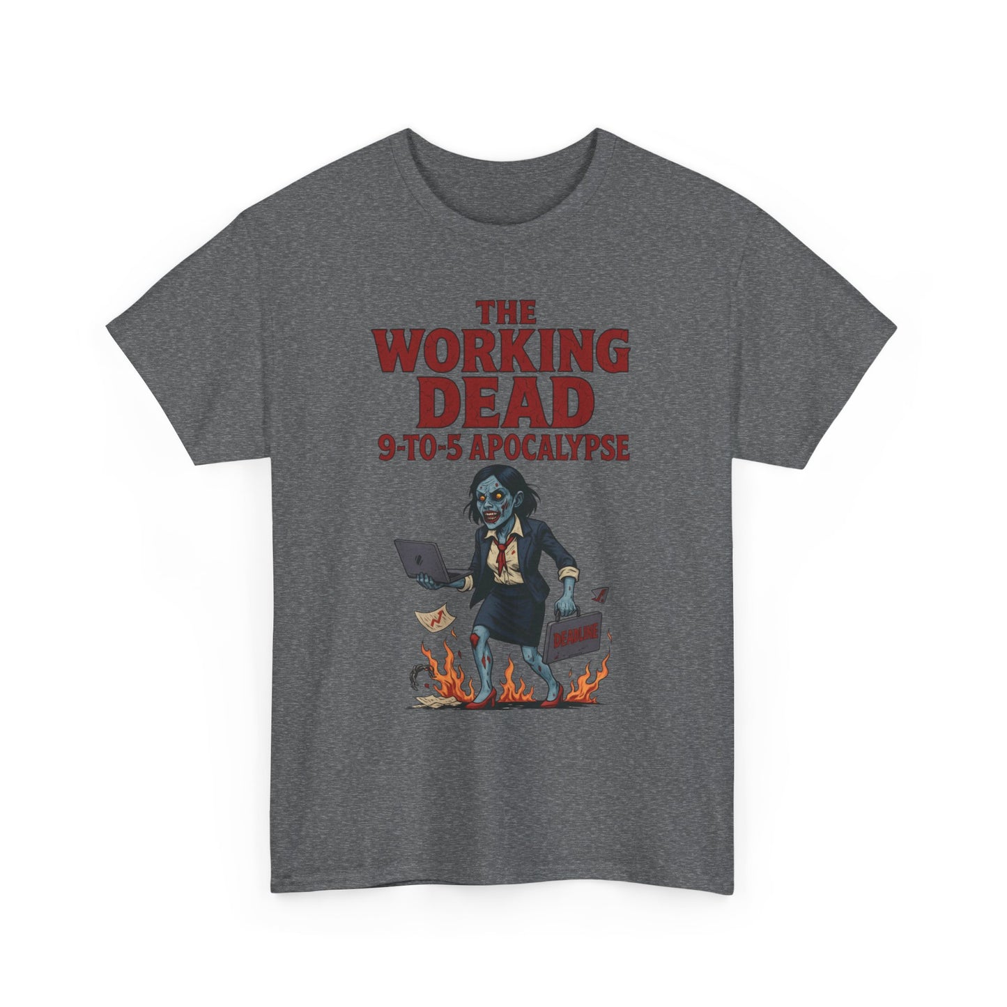 The Working Dead 9-to-5 Apocalypse Women's T-Shirt, Horror Office Zombie Top, Halloween Office Humor