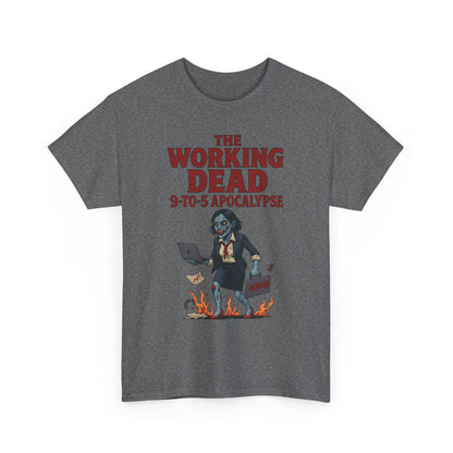 The Working Dead 9-to-5 Apocalypse Women's T-Shirt, Horror Office Zombie Top, Halloween Office Humor