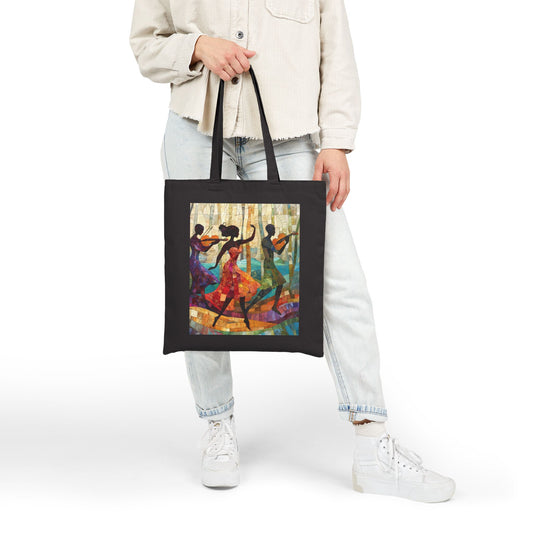 Dancing Silhouettes Cotton Tote Bag, Art Lover Gift, Beach Bag, Eco-Friendly Shopping Tote, Bohemian Style, Festival Essentials