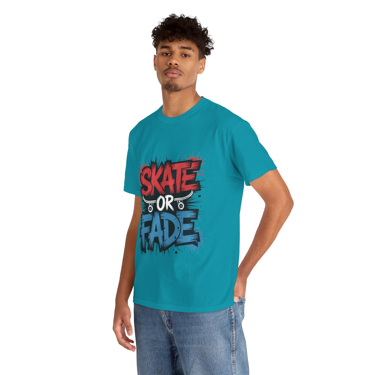 Skate Or Fade Men's T-Shirt, Graffiti Skateboarding Graphic Tee, Urban Streetwear Skater Top