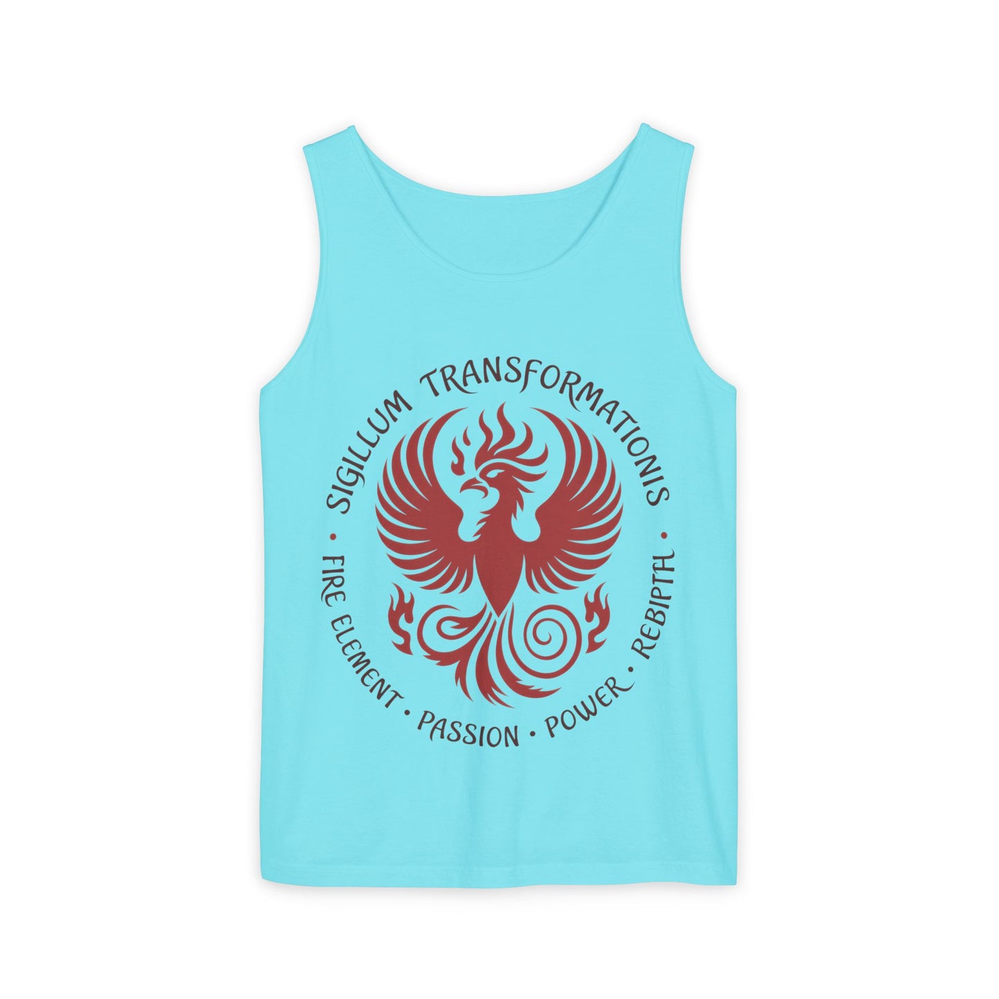 Phoenix Fire Element Tank Top, Sigillum Transformationis Seal, Passion Power Rebirth Totem, Phoenix Symbol Unisex Tank, Spiritual Tee