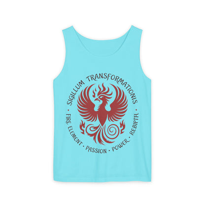 Phoenix Fire Element Tank Top, Sigillum Transformationis Seal, Passion Power Rebirth Totem, Phoenix Symbol Unisex Tank, Spiritual Tee