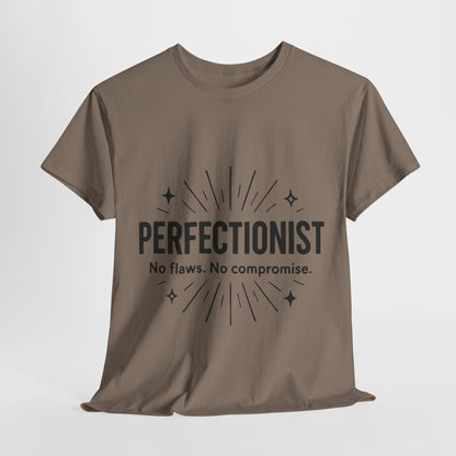 Mens Perfectionist T-Shirt, No Flaws No Compromise, Minimal Bold Graphic Tee, Gift for OCD, Clean Freak, or Detail-Oriented Men