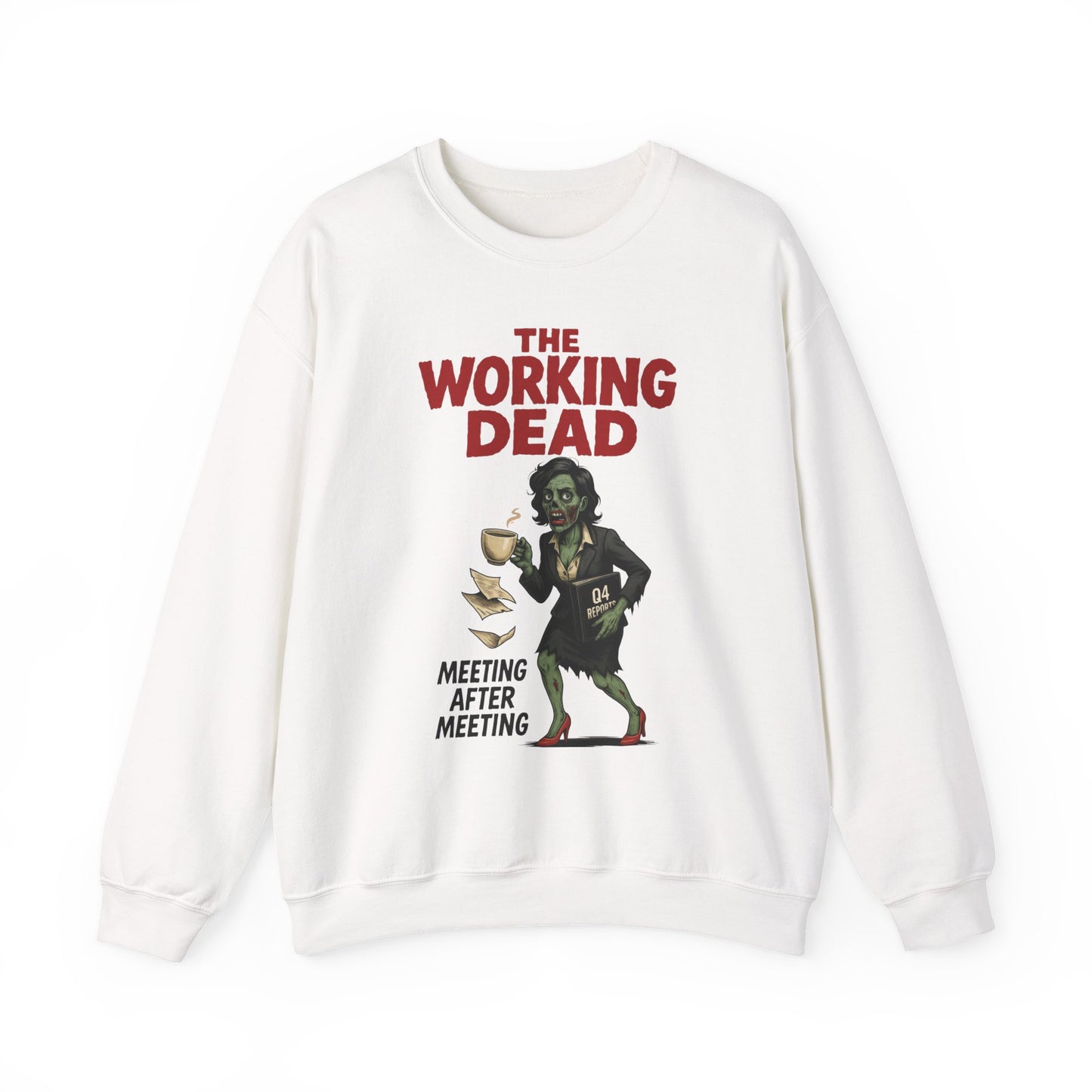 The Working Dead Women's Funny Zombie Sweatshirt, Office Humor Crewneck, Halloween Work Top