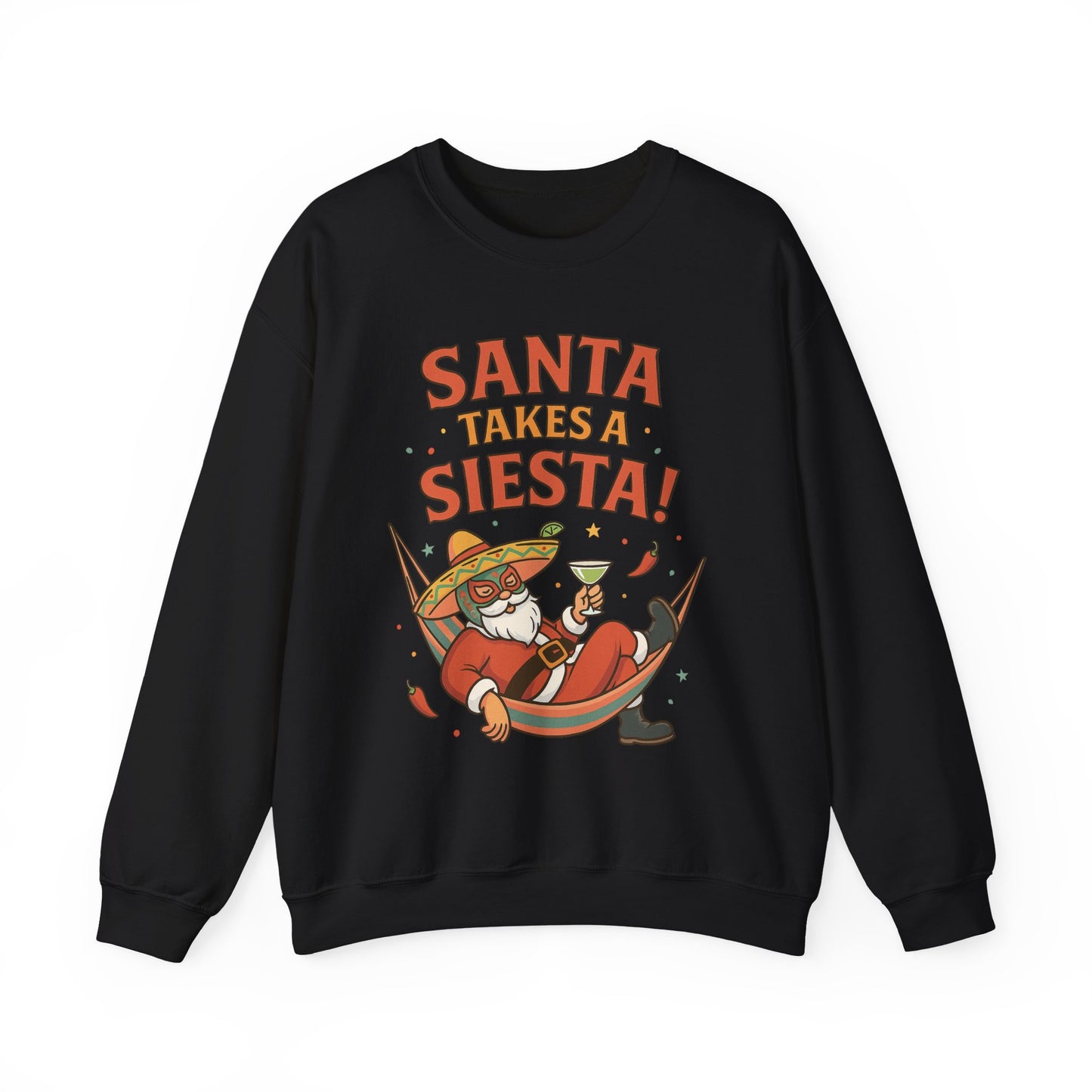 Santa Takes a Siesta Funny Christmas Sweatshirt for Men, Mexican Holiday Jumper