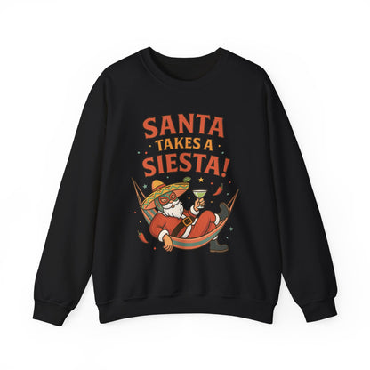 Santa Takes a Siesta Funny Christmas Sweatshirt for Men, Mexican Holiday Jumper