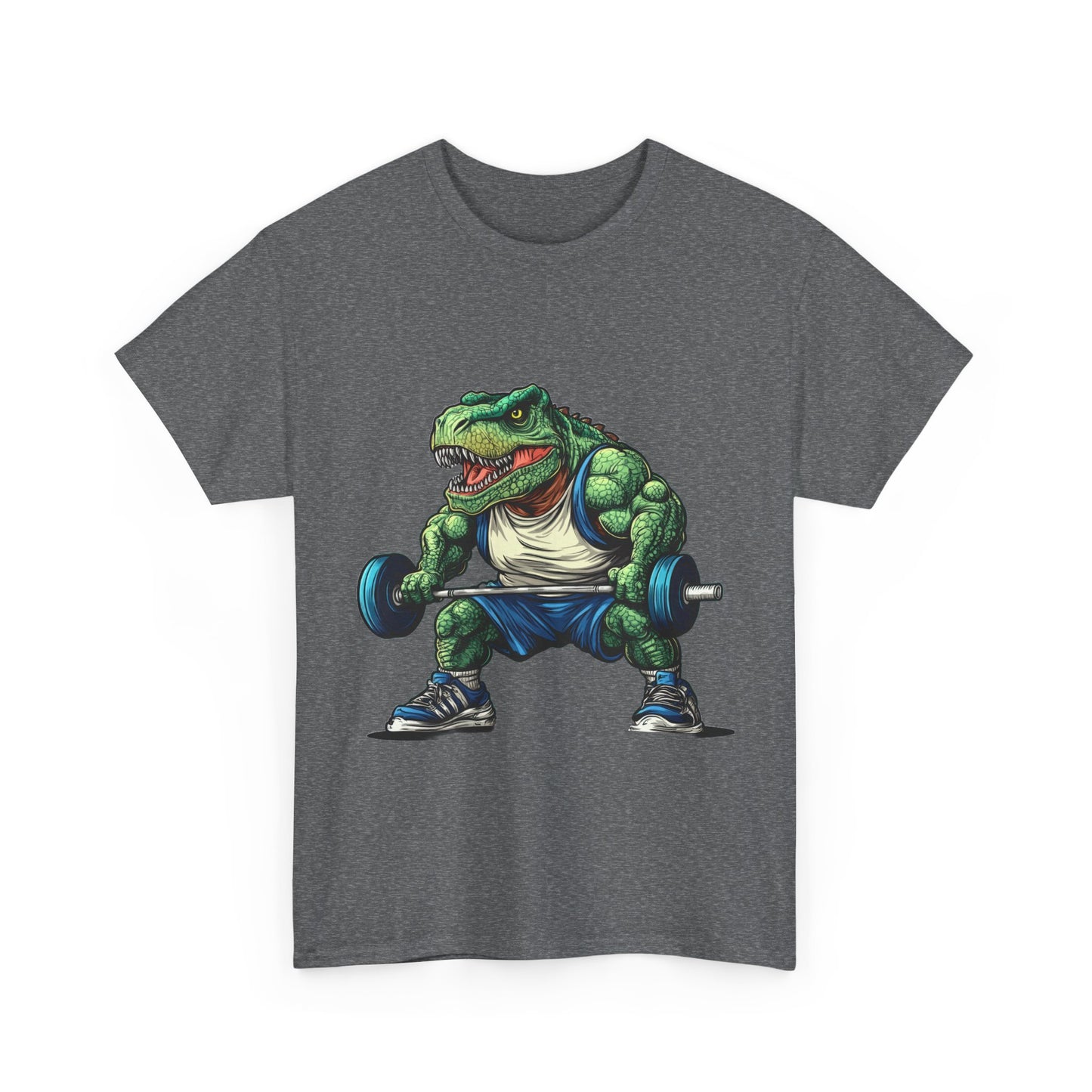 Dino Gym Tee, Muscle T-Rex Gym T-Shirt, Funny Men's Heavy Cotton T-Shirt,Fitness Gift for Gym Lovers, Cute Dinosaur Tee