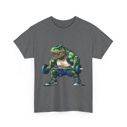Dino Gym Tee, Muscle T-Rex Gym T-Shirt, Funny Men's Heavy Cotton T-Shirt,Fitness Gift for Gym Lovers, Cute Dinosaur Tee