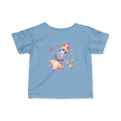 Easter Astronaut Bunny Infant Tee - Cute Rocket Bunny and Eggs Design, Fun Space Baby Shirt for 6-24 Months, Spring Holiday Outfit