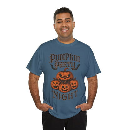 Pumpkin Party Night Men's Halloween T-Shirt, Scary Jack-O-Lantern Pumpkin Graphic Tee for Him