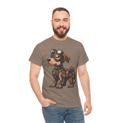 Cyberpunk Pup Design Mens Tee, Steampunk Dog Tee, Dog Lover Gift, Vintage Style, Fun Graphic Tee, Quirky Pet Apparel