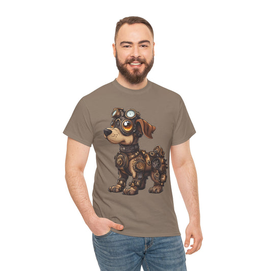 Cyberpunk Pup Design Mens Tee, Steampunk Dog Tee, Dog Lover Gift, Vintage Style, Fun Graphic Tee, Quirky Pet Apparel