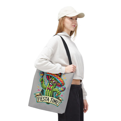 Fiesta Time Cactus Tote Bag, Funny Mexican Party Gift, Sombrero Maracas Print, Cinco de Mayo Bag, Summer Festival Tote, Beach Bag, Shopping