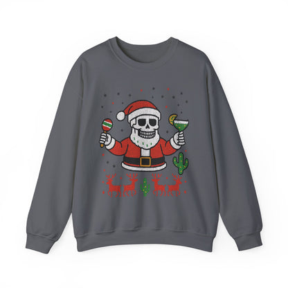 Skeleton Santa Ugly Christmas Sweatshirt for Men, Funny Margarita Holiday Jumper