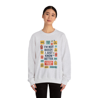 Funny Womens Control Freak Sweatshirt, Bold Sarcastic Quote Pullover, Ideal Gift for Bossy Friends, Funny Womens Sweatshirt