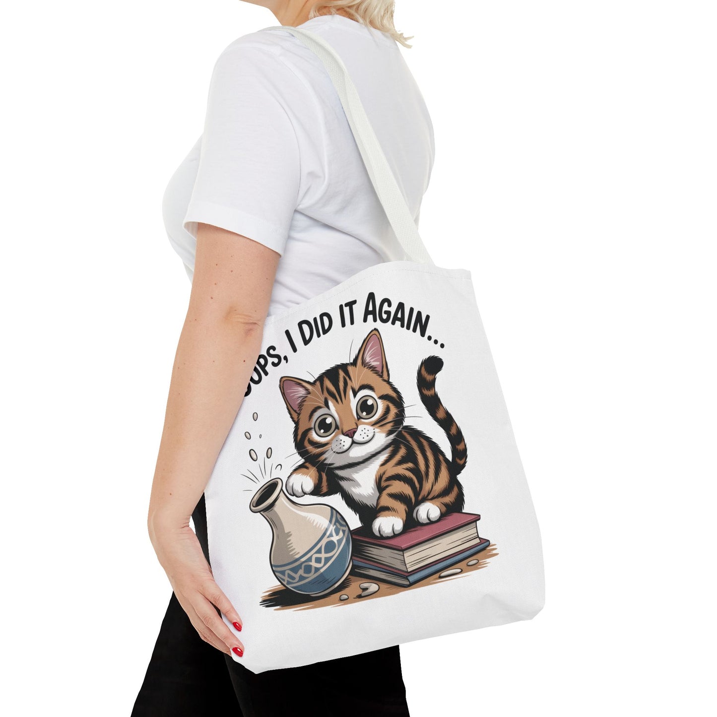 Cat-Themed Tote Bag, "Oops, I Did It Again", Perfect Gift for Cat Lovers, Pet Owners, Birthday, or Everyday Use, Large Tote Bag, beach bag
