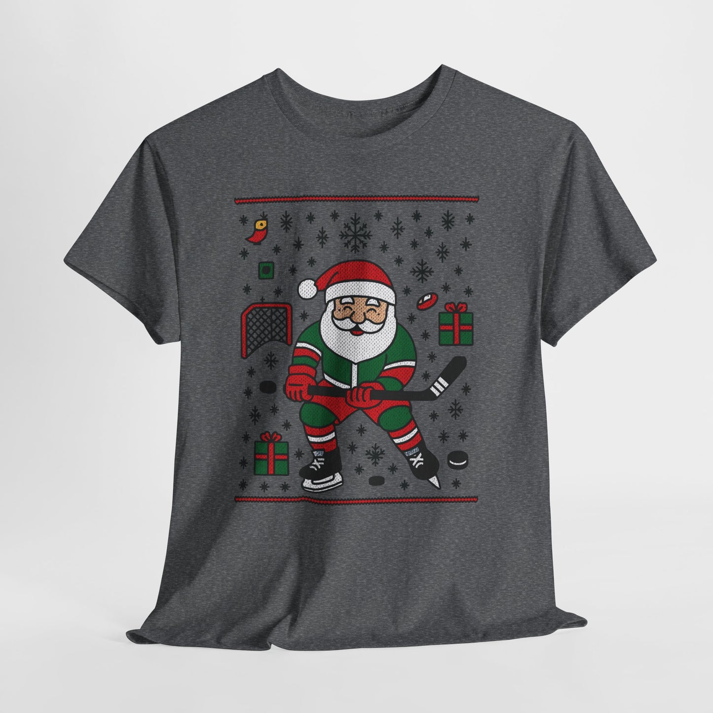 Hockey Santa Men's Christmas T-Shirt, Funny Sports Holiday Tee