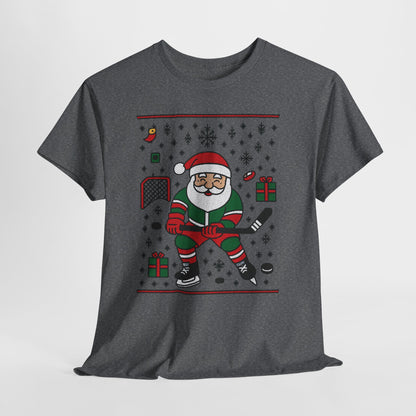 Hockey Santa Men's Christmas T-Shirt, Funny Sports Holiday Tee
