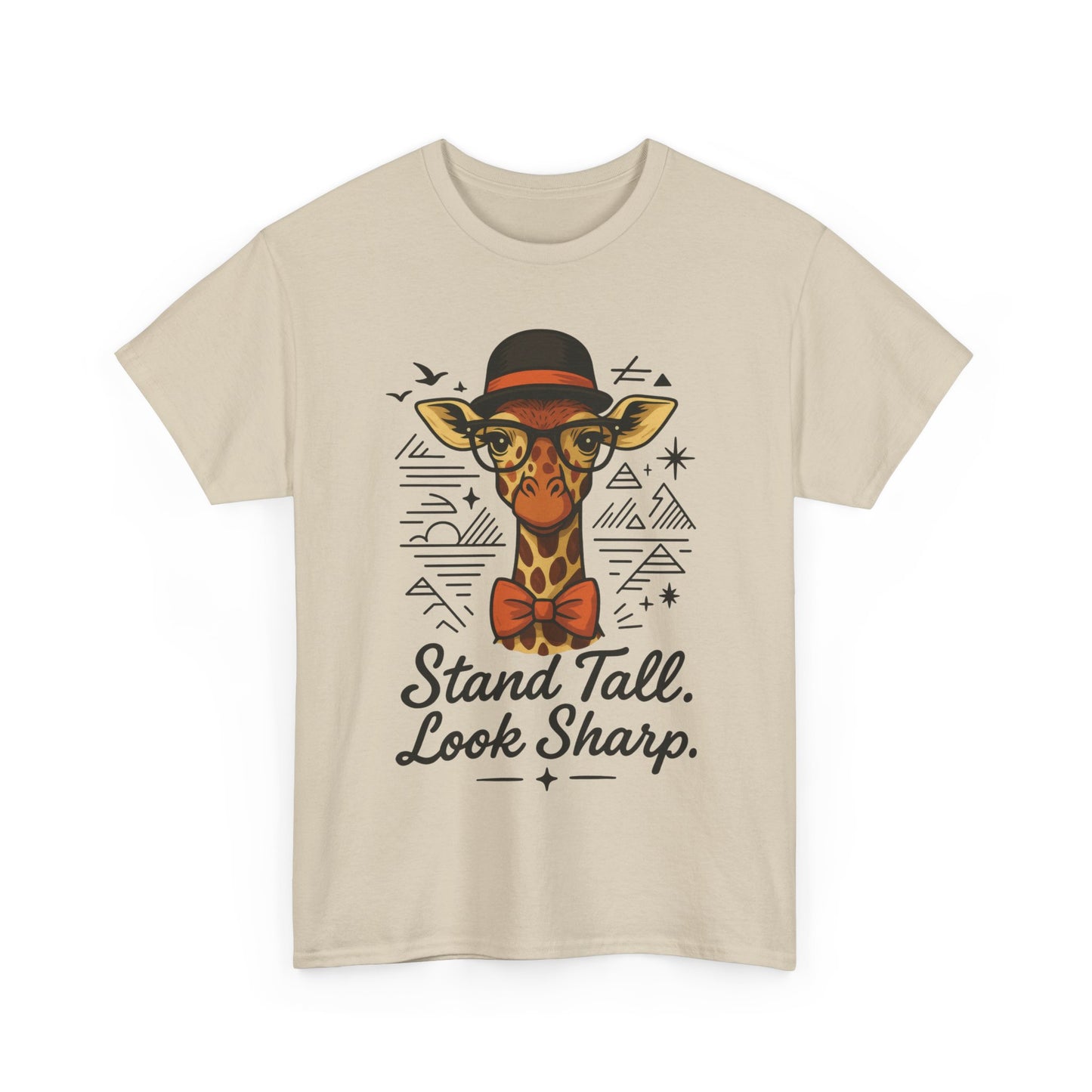 Hipster Giraffe T-Shirt with Hat and Glasses, Whimsical Giraffe Tee, Fun Gift, Cute Graphic Shirt, Unisex Heavy Cotton Tee