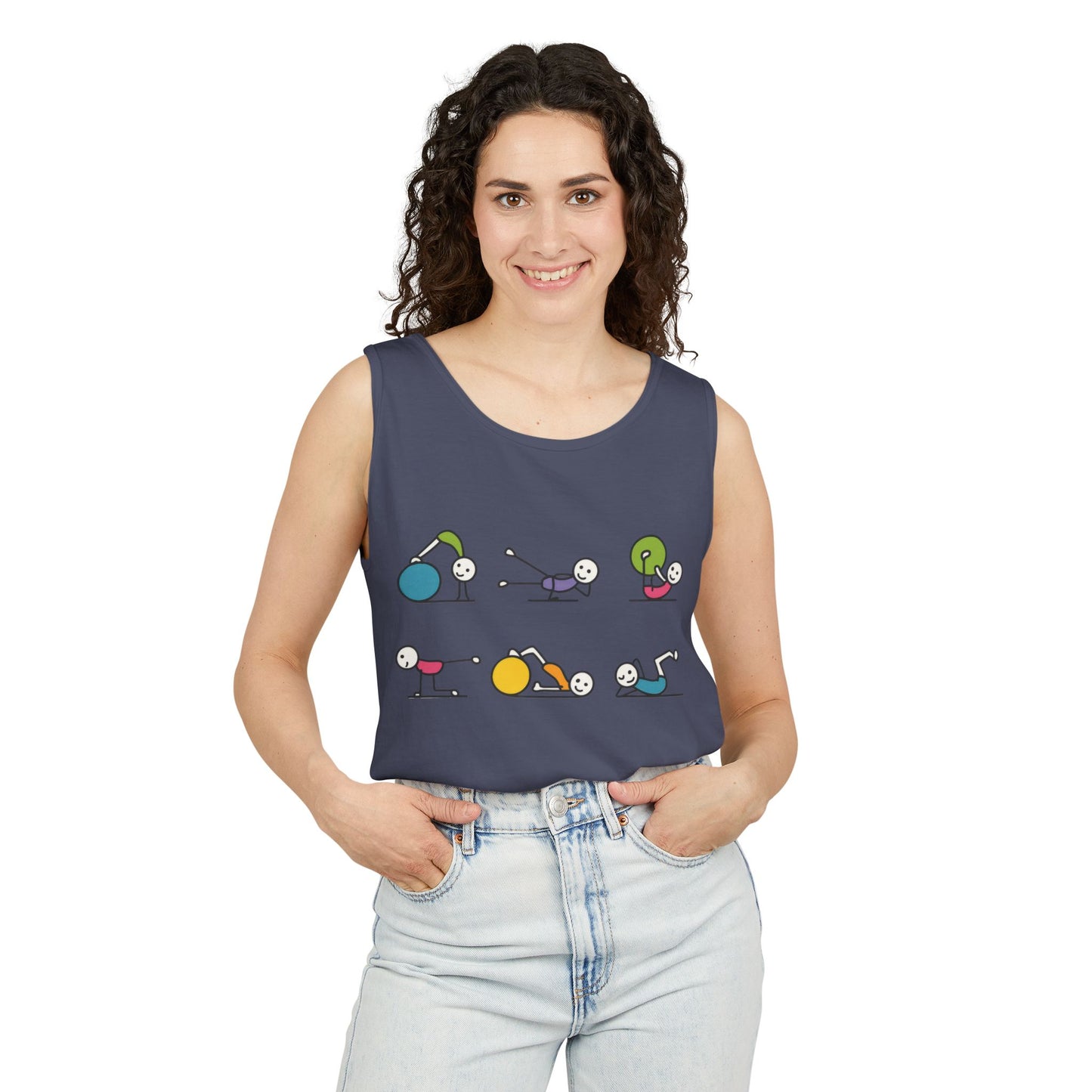 Womens Garment-Dyed Tank Top, Fit Fun Pilates Womens Tank Top, Cute Workout Shirt, Funny Yoga Gym Top for Women