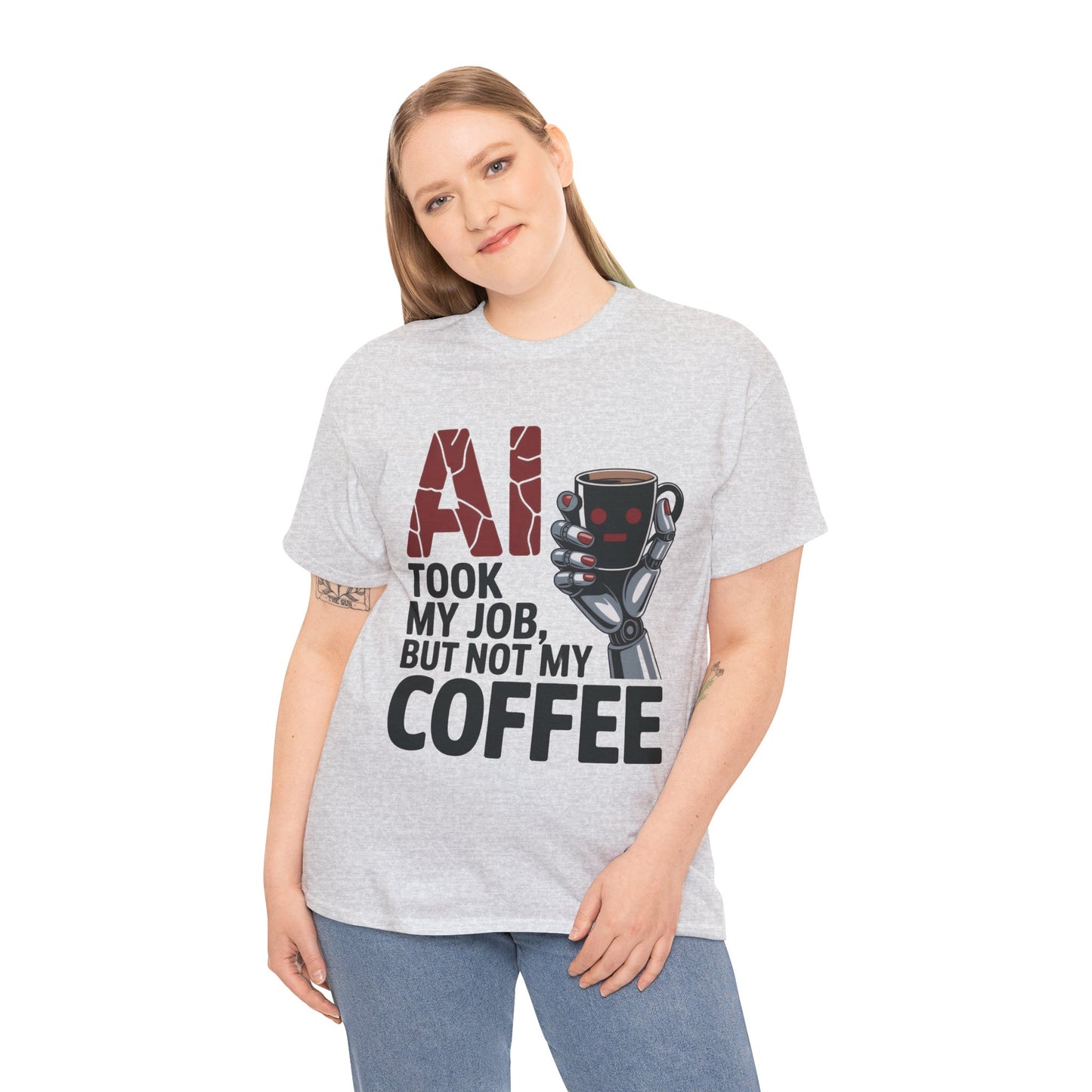Women's AI Coffee T-Shirt, Funny Robot Job Humor Tee, Geek Sarcastic Gift for Her, Sarcastic Work Shirt, Career Humor