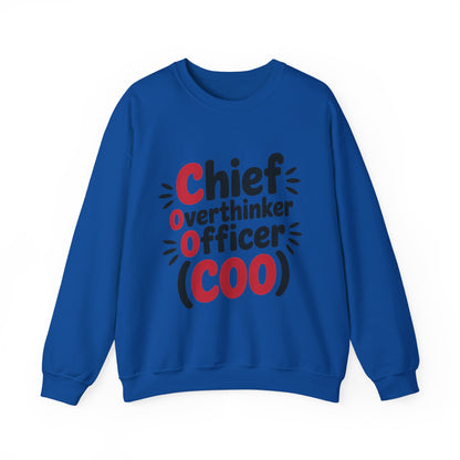 Chief Overthinker Officer Women's Sweatshirt, COO Funny Office Humor Graphic Pullover, Women's Heavy Blend™ Crewneck Sweatshirt