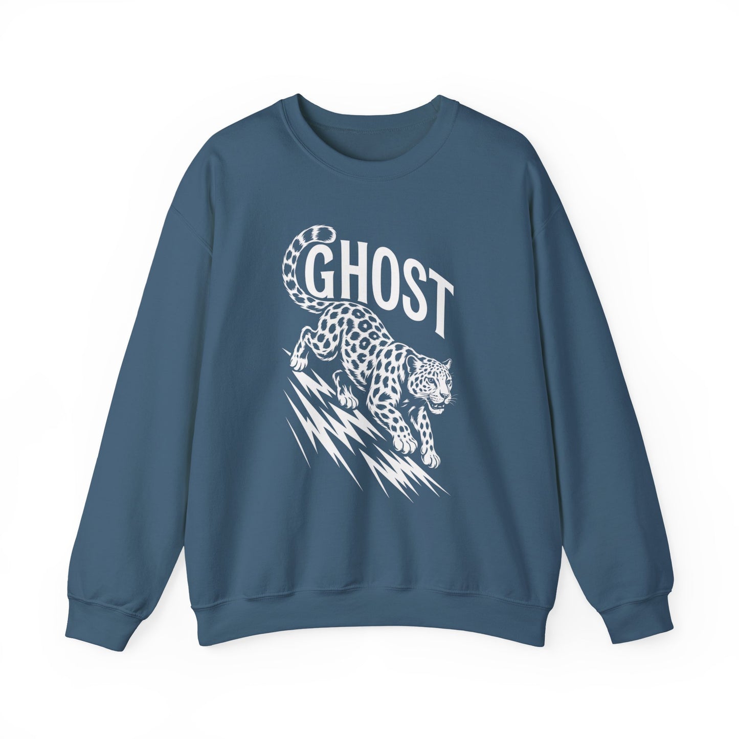 Ghost Leopard Crewneck Sweatshirt, Unisex Fashion, Cozy Casual Wear, Graphic Sweatshirt, Wild Animal Art, Gift for Animal Lovers