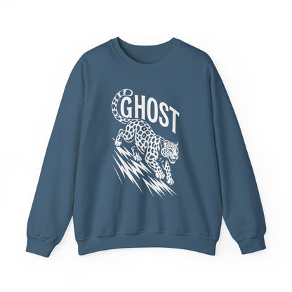 Ghost Leopard Crewneck Sweatshirt, Unisex Fashion, Cozy Casual Wear, Graphic Sweatshirt, Wild Animal Art, Gift for Animal Lovers